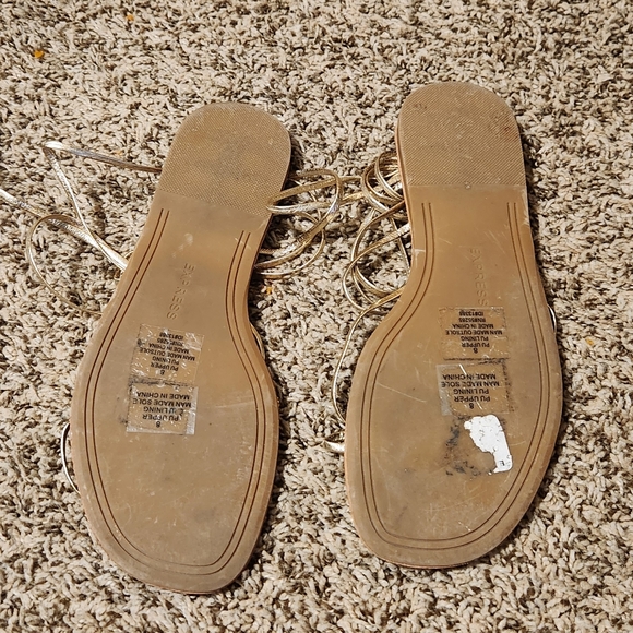 Express Gold Gladiator Flats 8 - Picture 3 of 3
